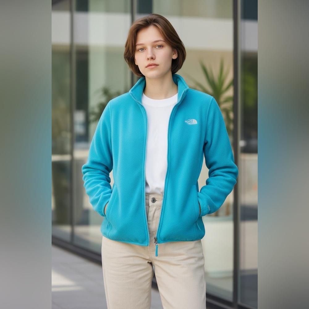 The North Face Girls Size Large Turquoise Fleece Jacket